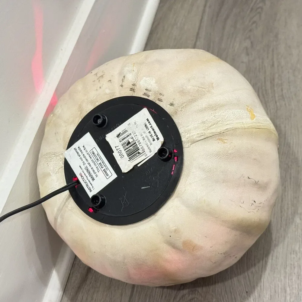 Halloween Light Up White Jack O Lantern Pumpkin Red Light Haunted Decor